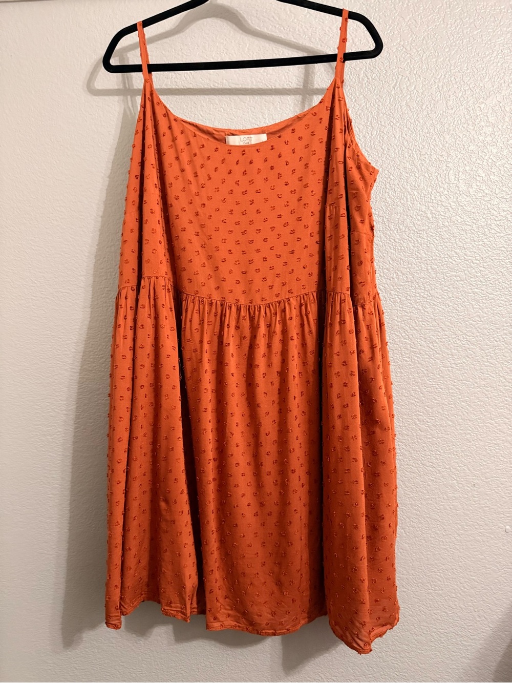 LOFT Copper / Burnt Orange Spaghetti Strap Dress